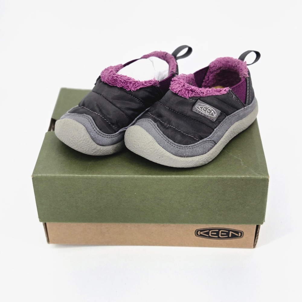 Keen Howser II Tots Steel Grey Wood Violet Quilted Slipper Shoes 6 NIB Wide Toe